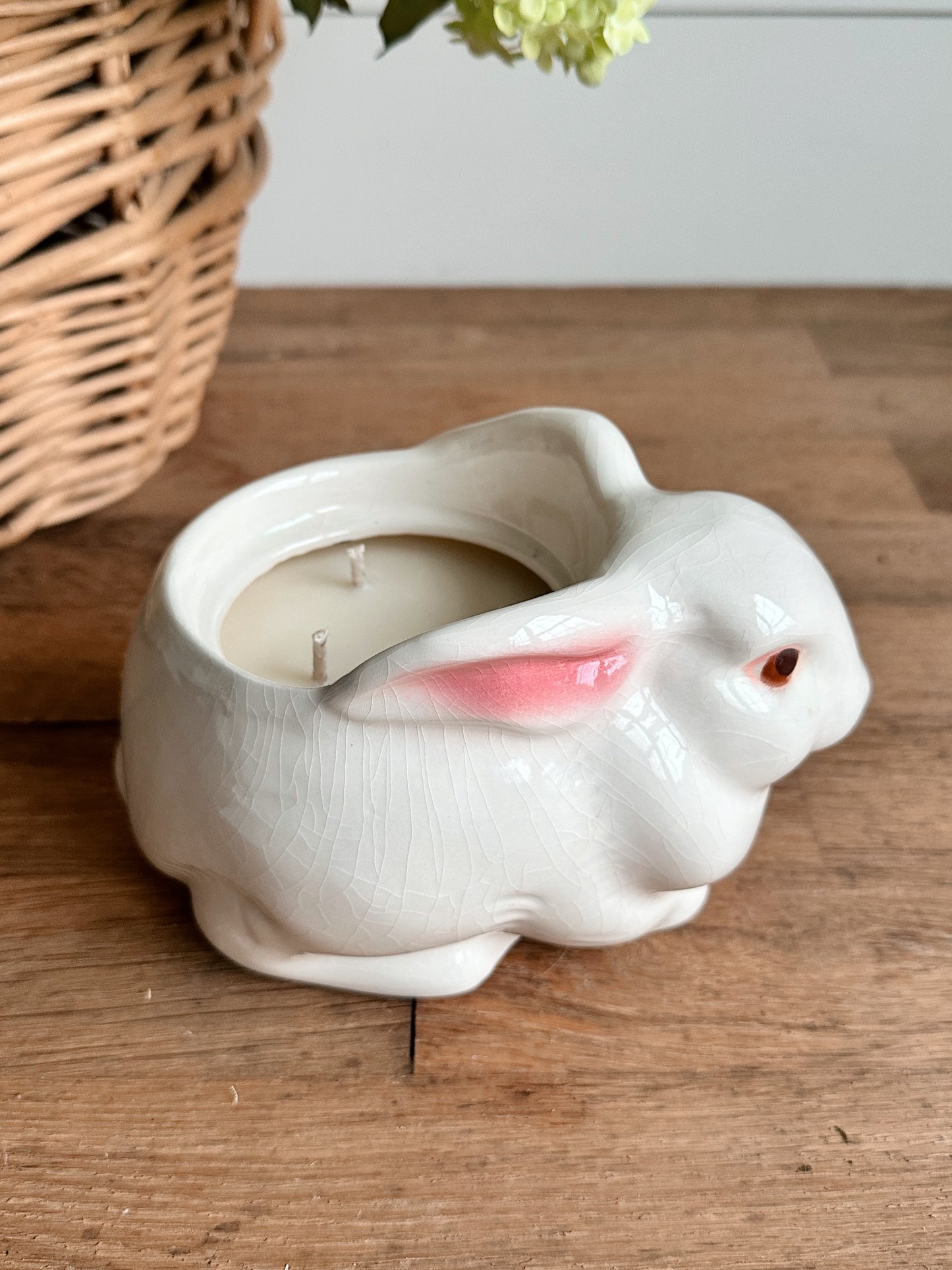 Hand Poured Lemon Blueberry Bread in a Vintage Bunny Planter