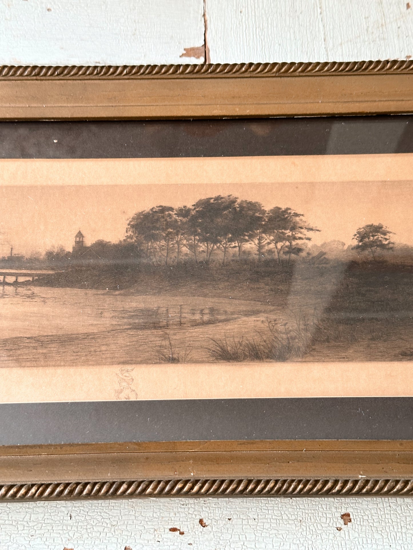 Old Beautifully Framed Waterscape