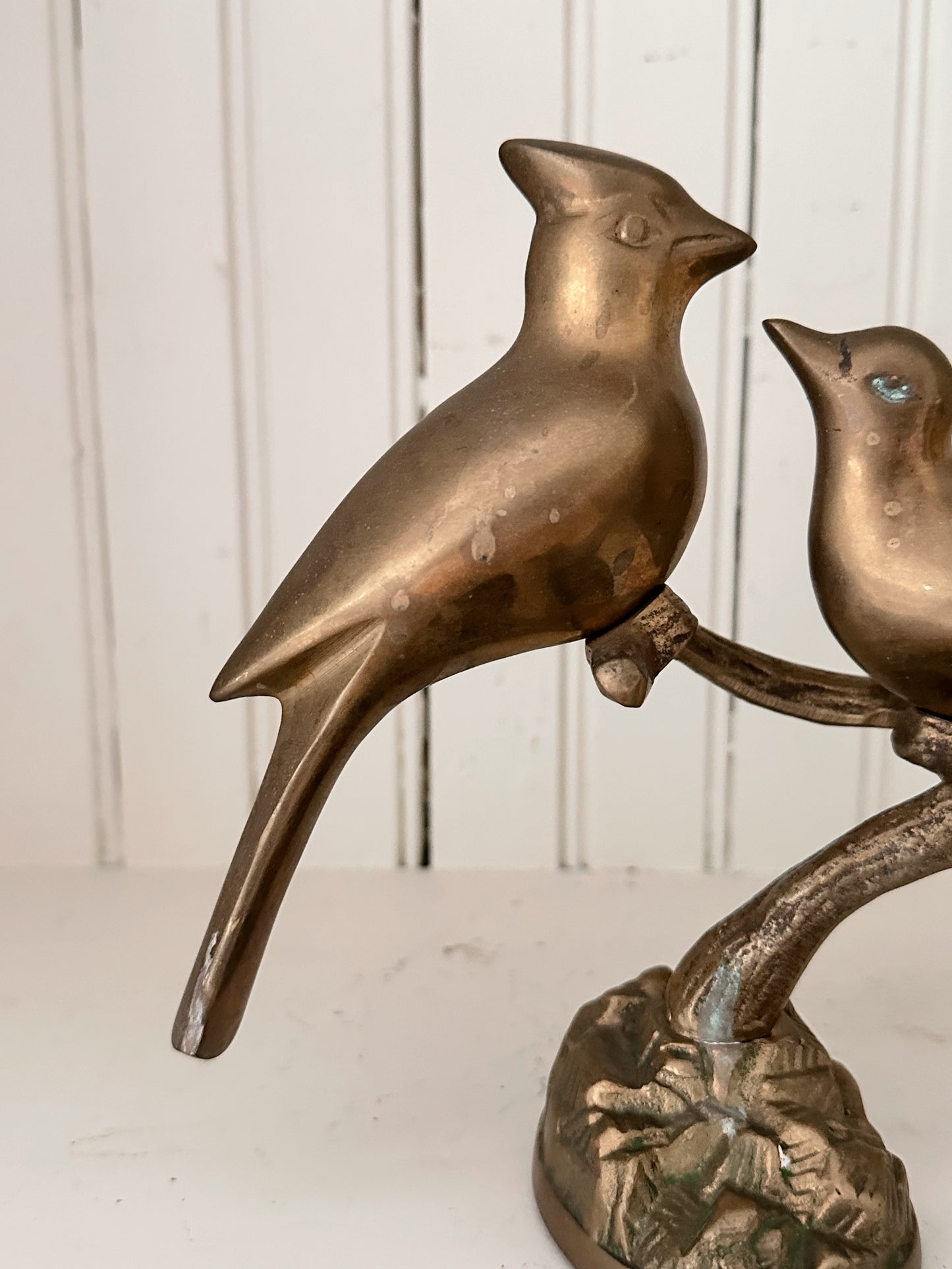 Vintage Brass Birds on a Branch