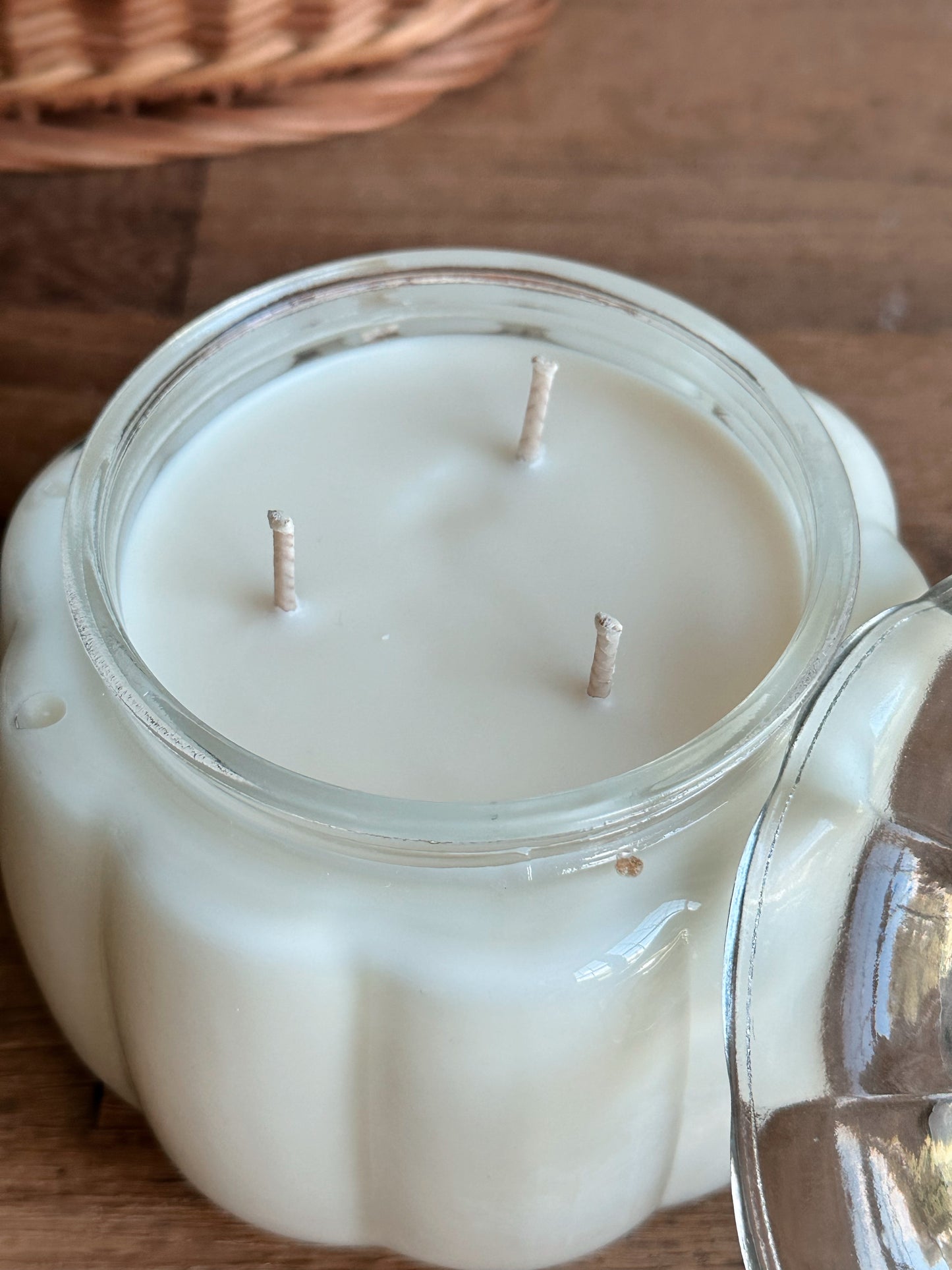 Hand Poured Pumpkin Chai Candle in a Glass Pumpkin