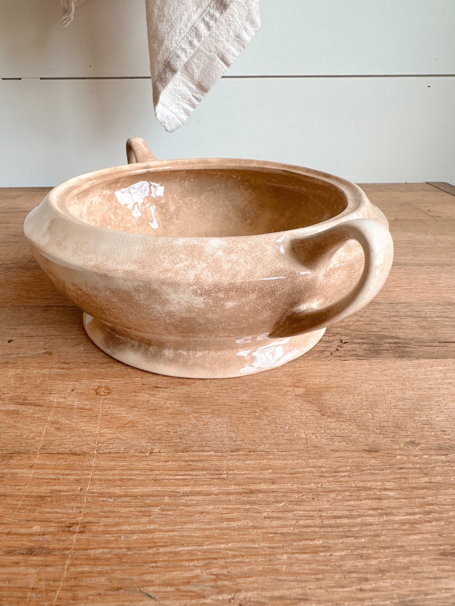 Beautifully Stained Vintage Ironstone Covered Dish