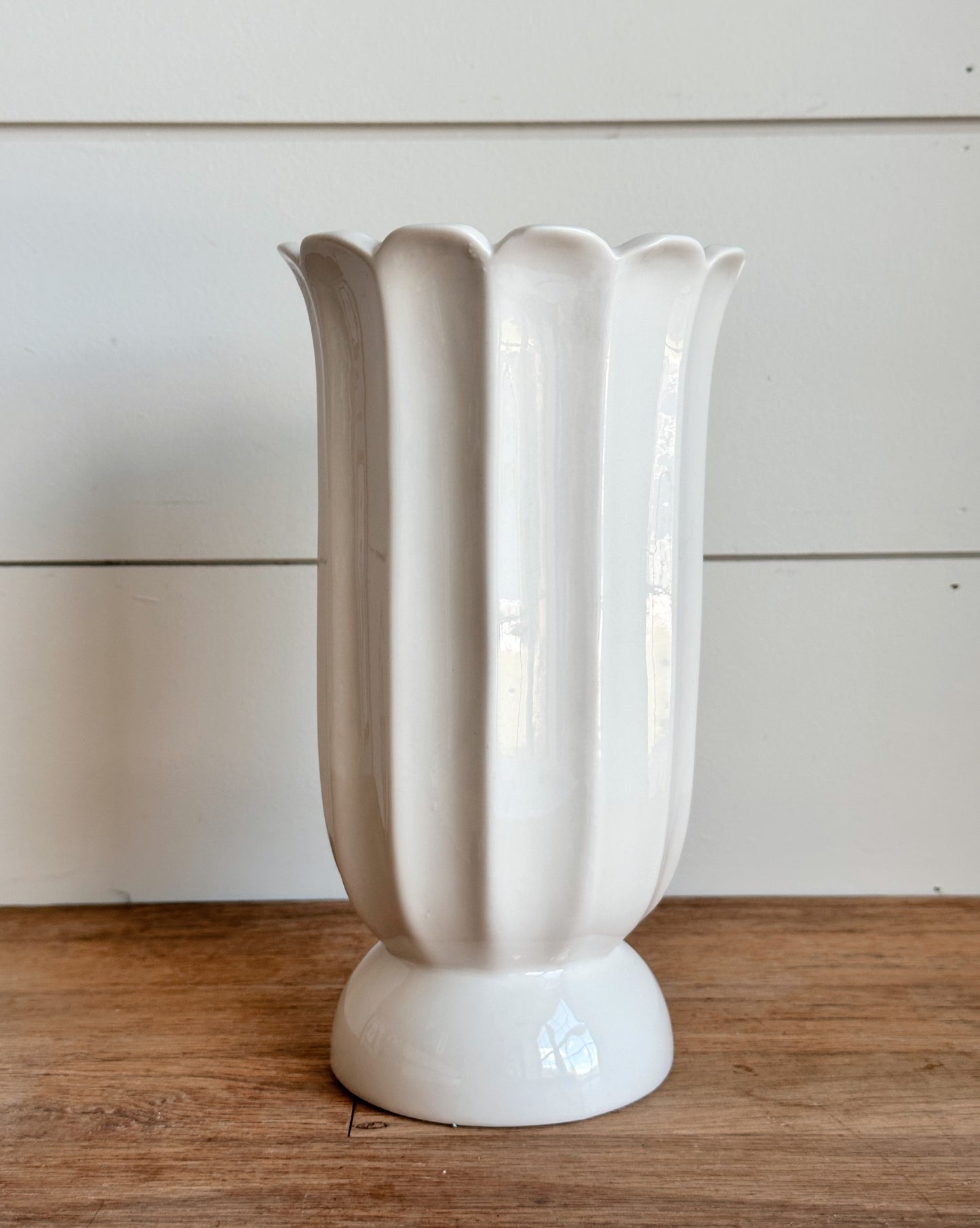 White Scalloped Vase