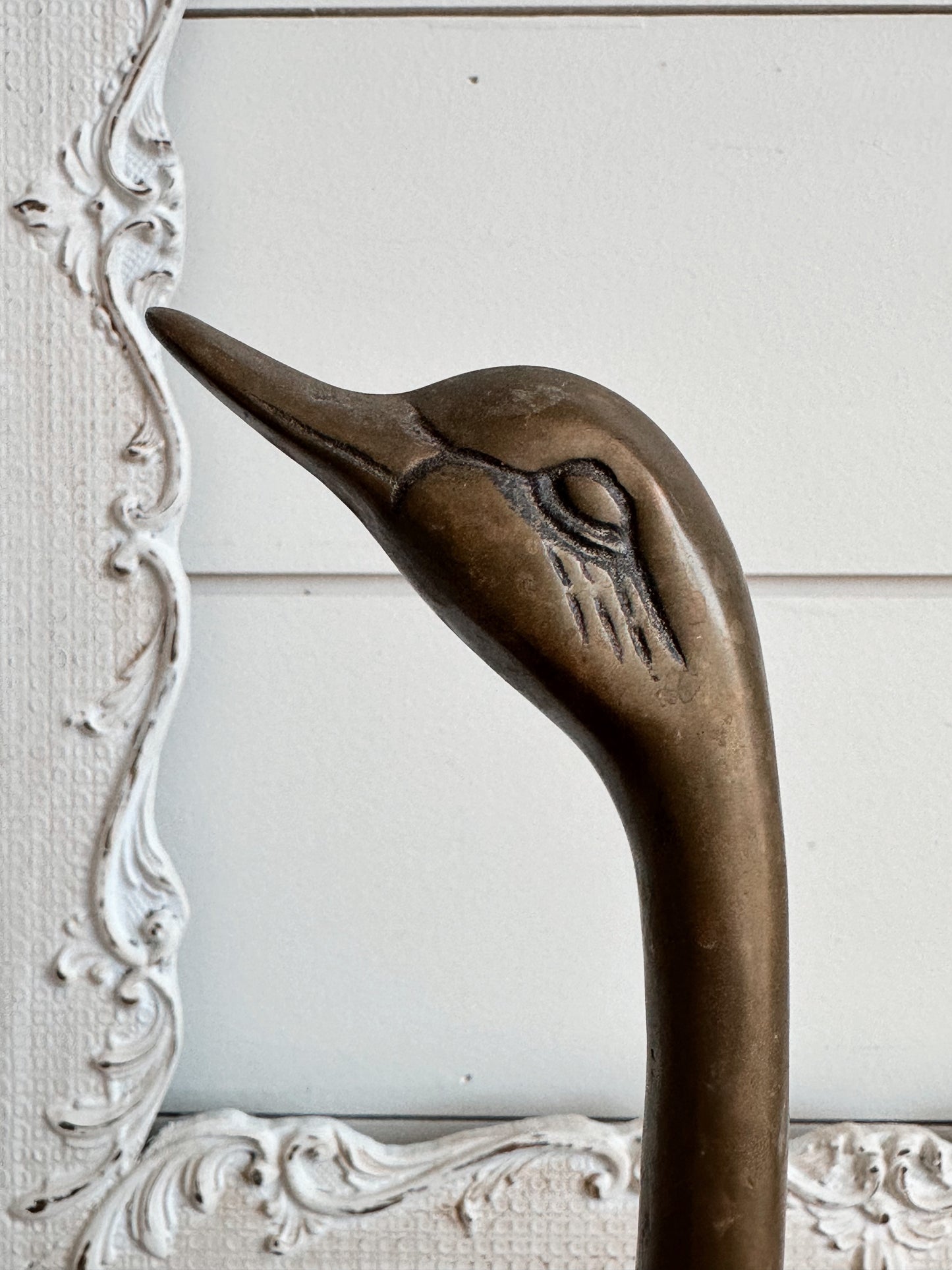 Pair of Vintage Brass Swans