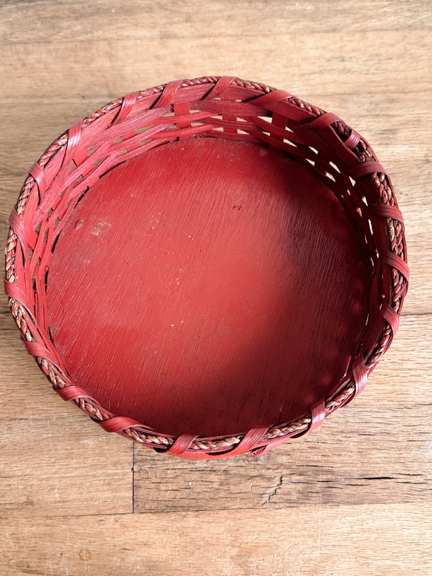 Vintage Lazy Susan Basket & Handmade Apples