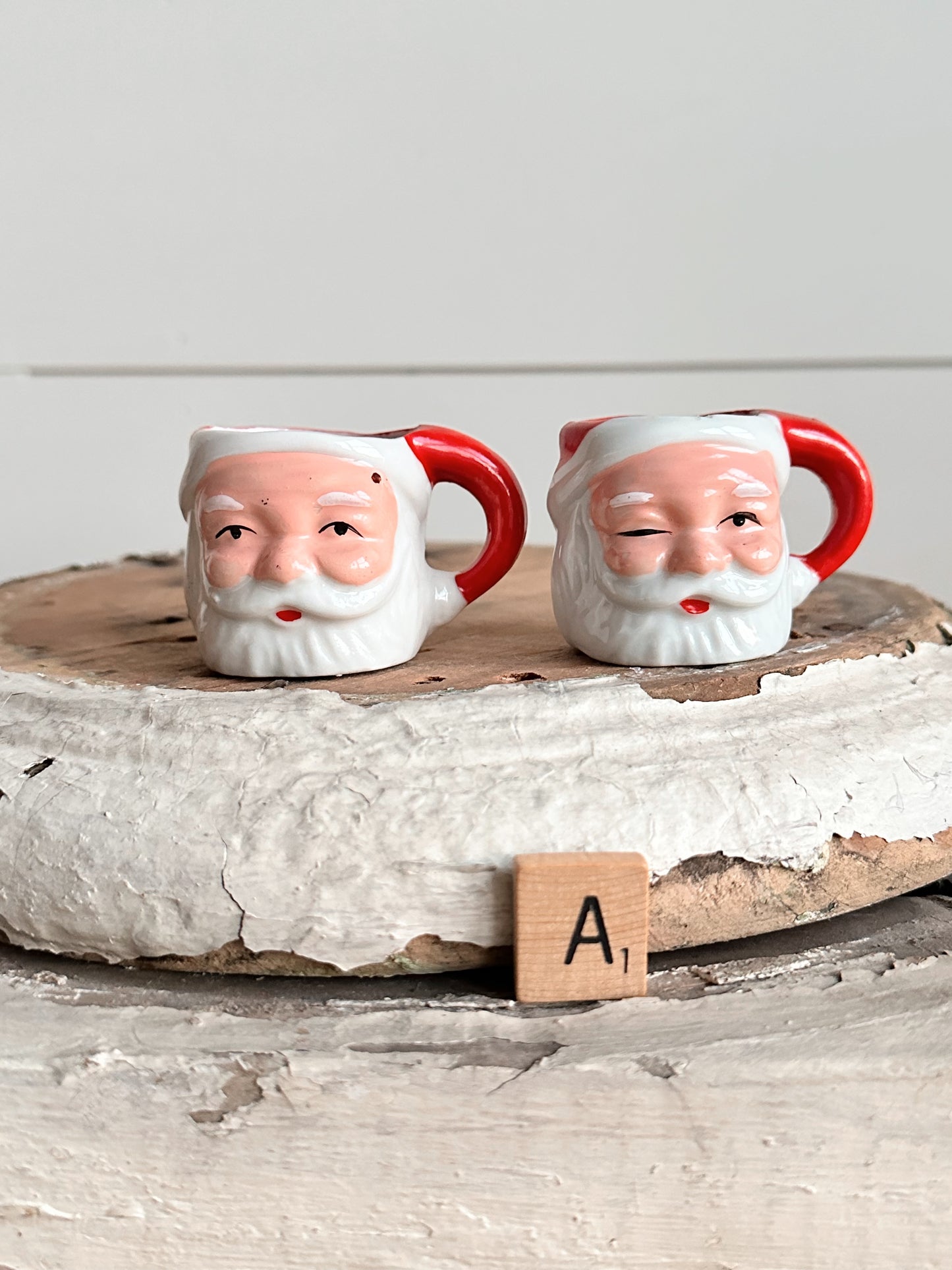 Pair of Vintage Mini Santa Mugs