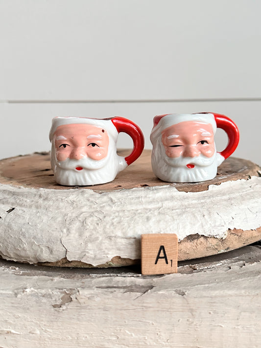 Pair of Vintage Mini Santa Mugs