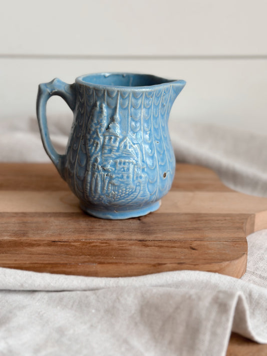 Vintage Castle Monestary Fish Scale Stoneware Creamer