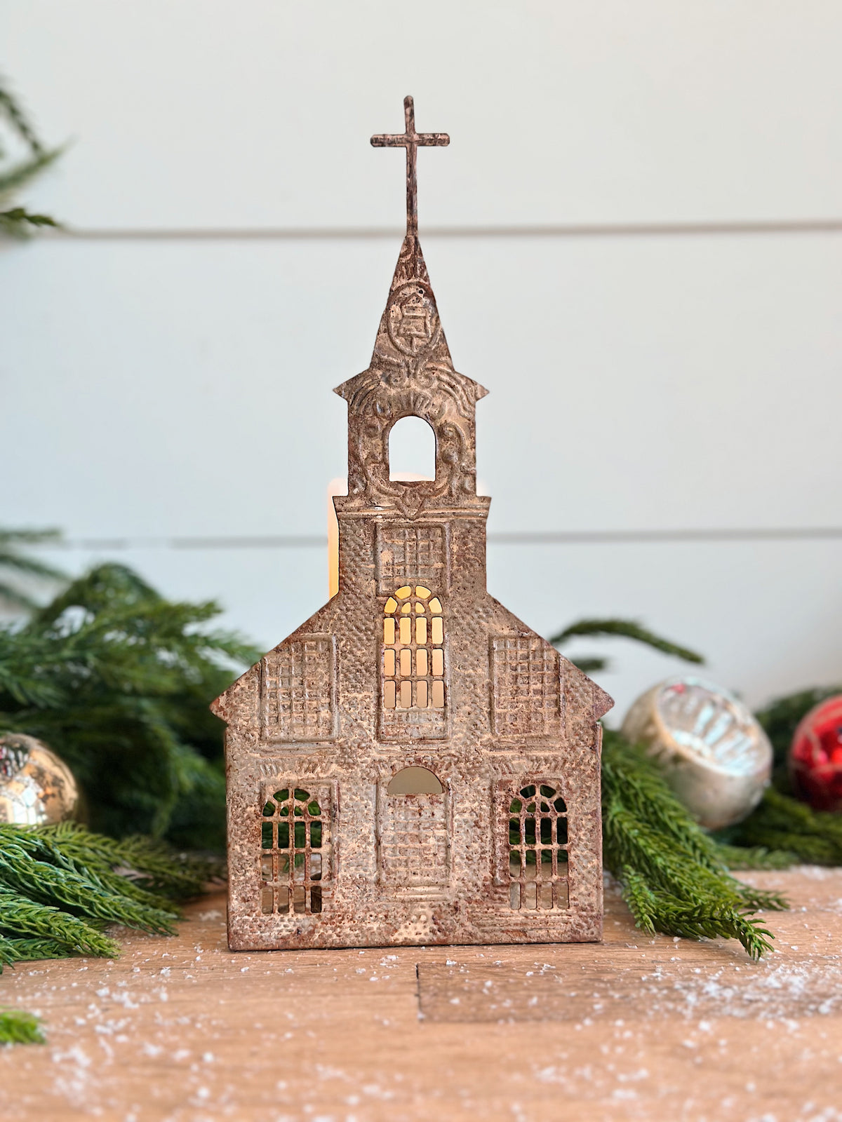 Embossed Tin House Candle Holders