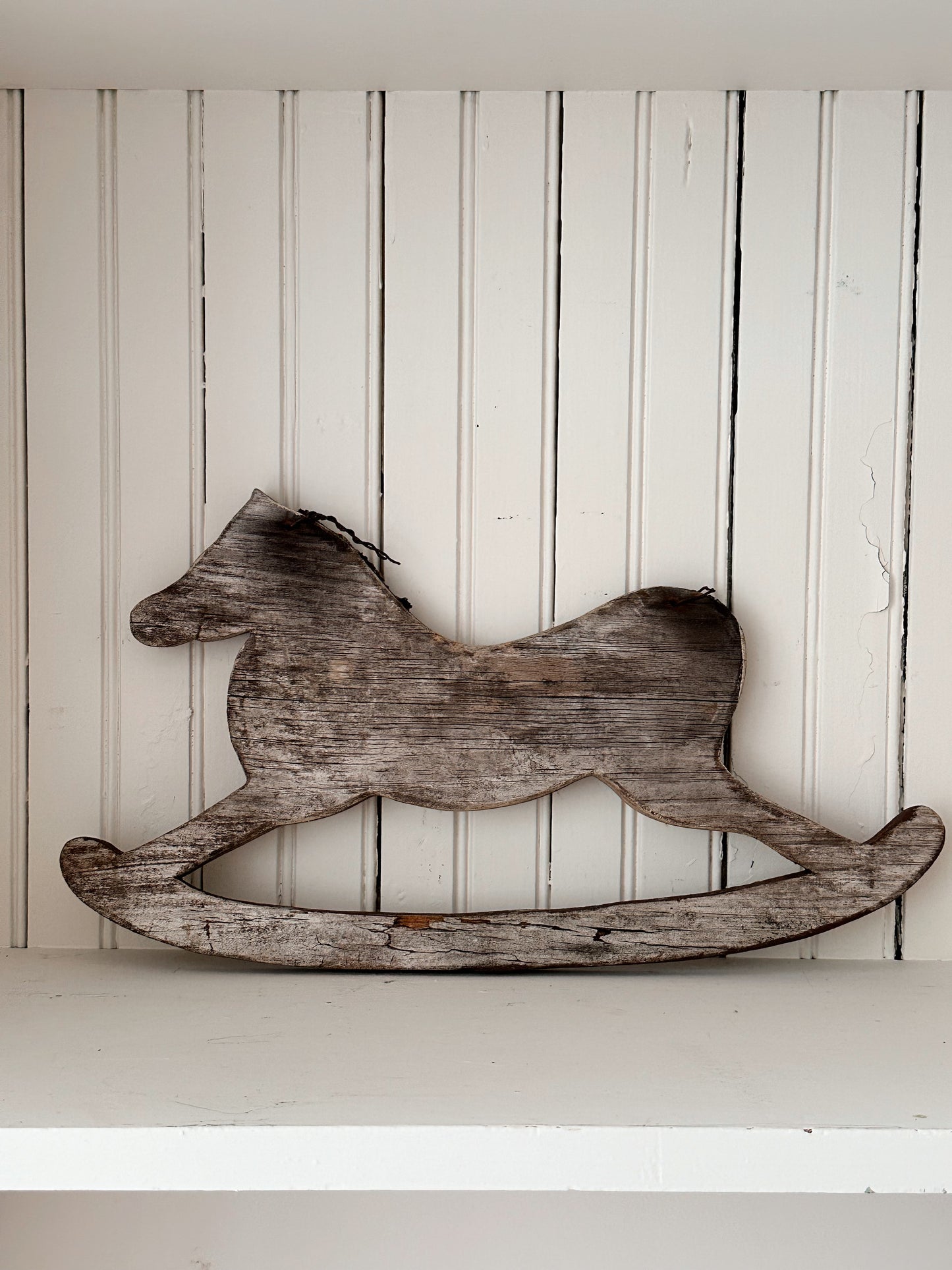 Vintage Weathered Wood Rocking Horse