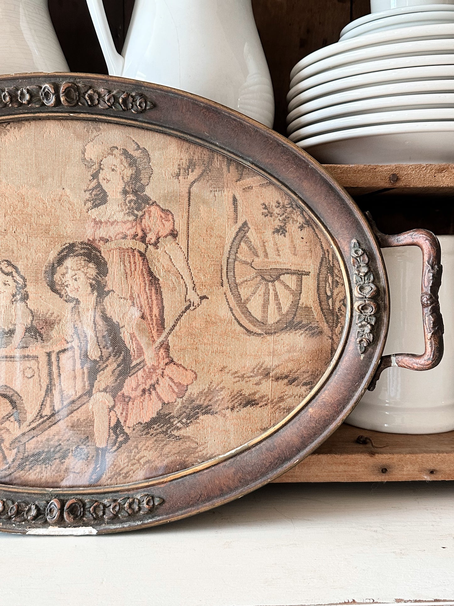 Unique Vintage Tapestry Tray