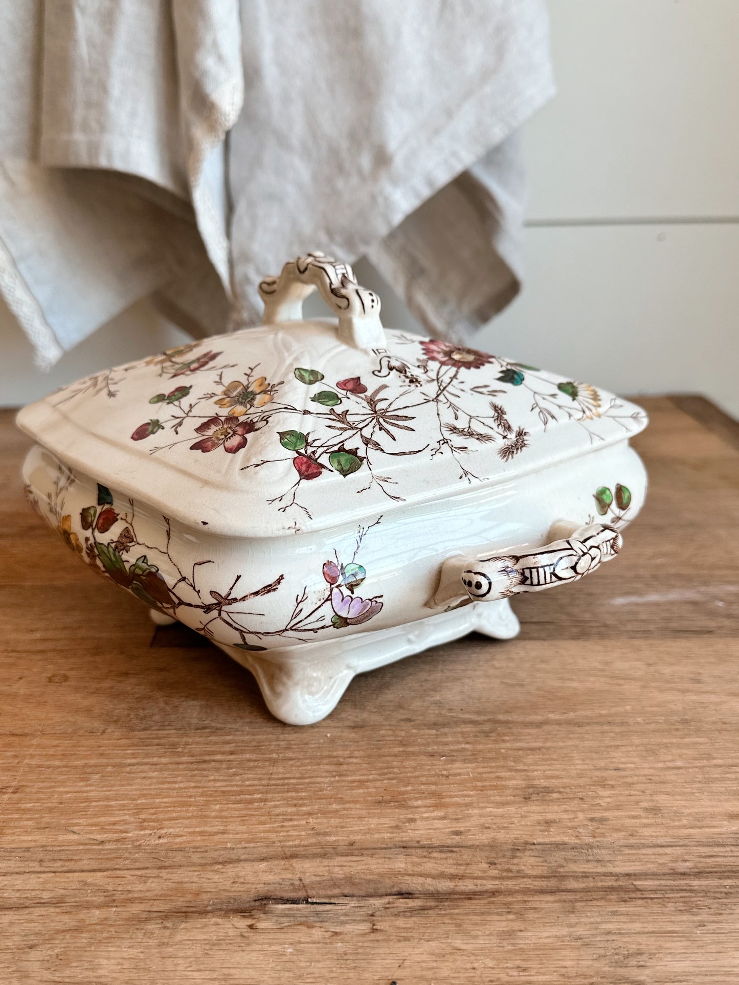 Antique 1801s Florine William Alseger Adderley & Co English Ironstone Covered Vegetable Dish