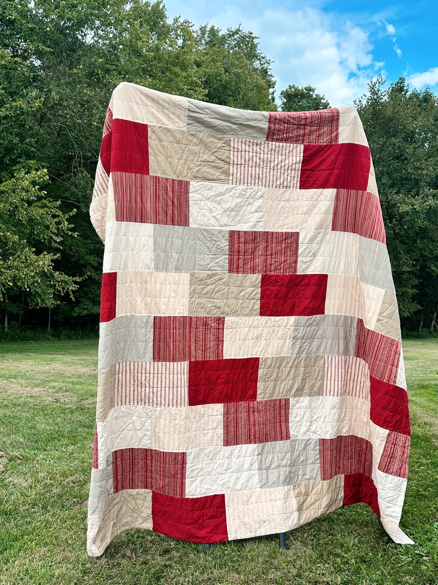 Vintage Woolrich Home Hand-Quilted Patchwork Quilt + Sham