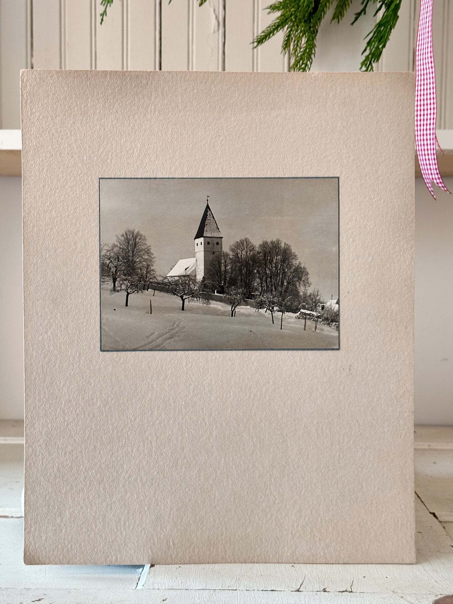 Vintage European Photograph, Winter Church