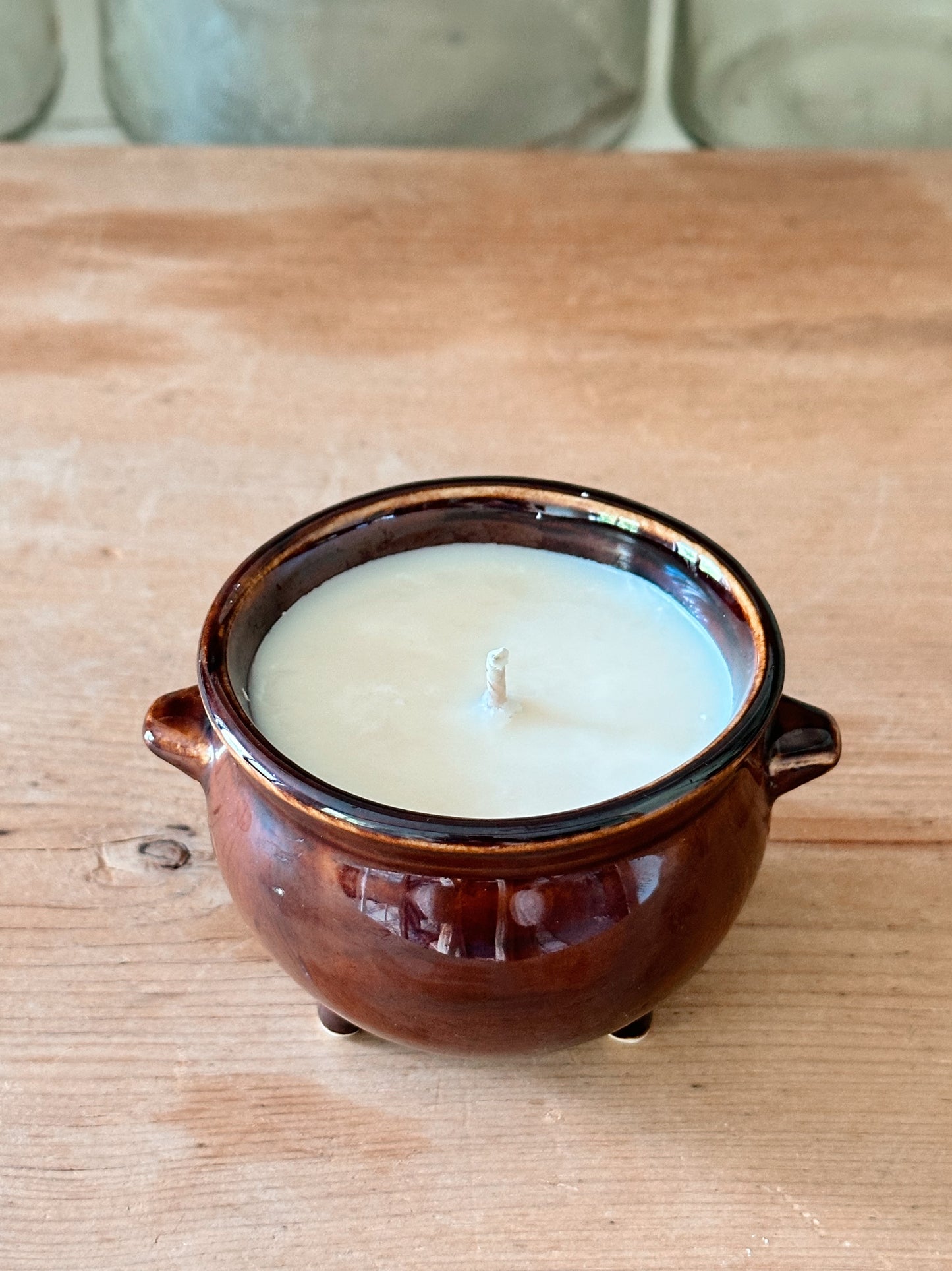 Pumpkin Chai Candle in a Petite Pottery Cauldron