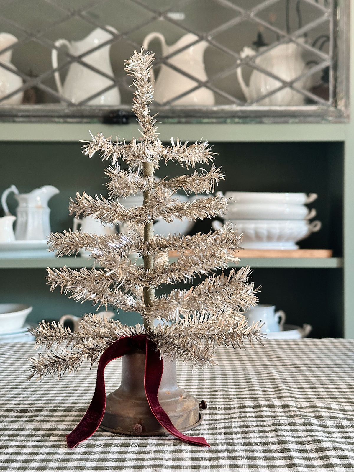 Vintage Lamp Base Tinsel Tree