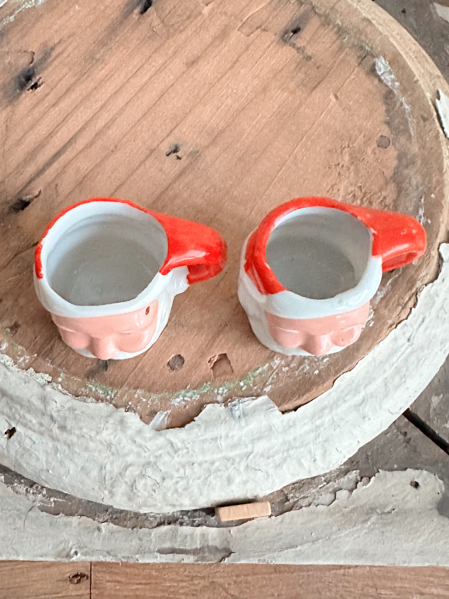 Pair of Vintage Mini Santa Mugs