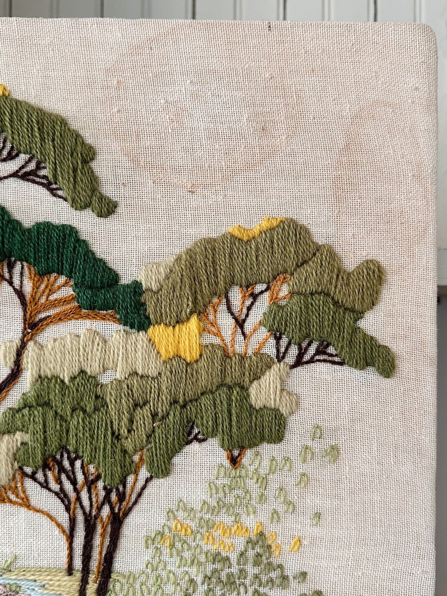 Vintage Park Scene Crewel Work