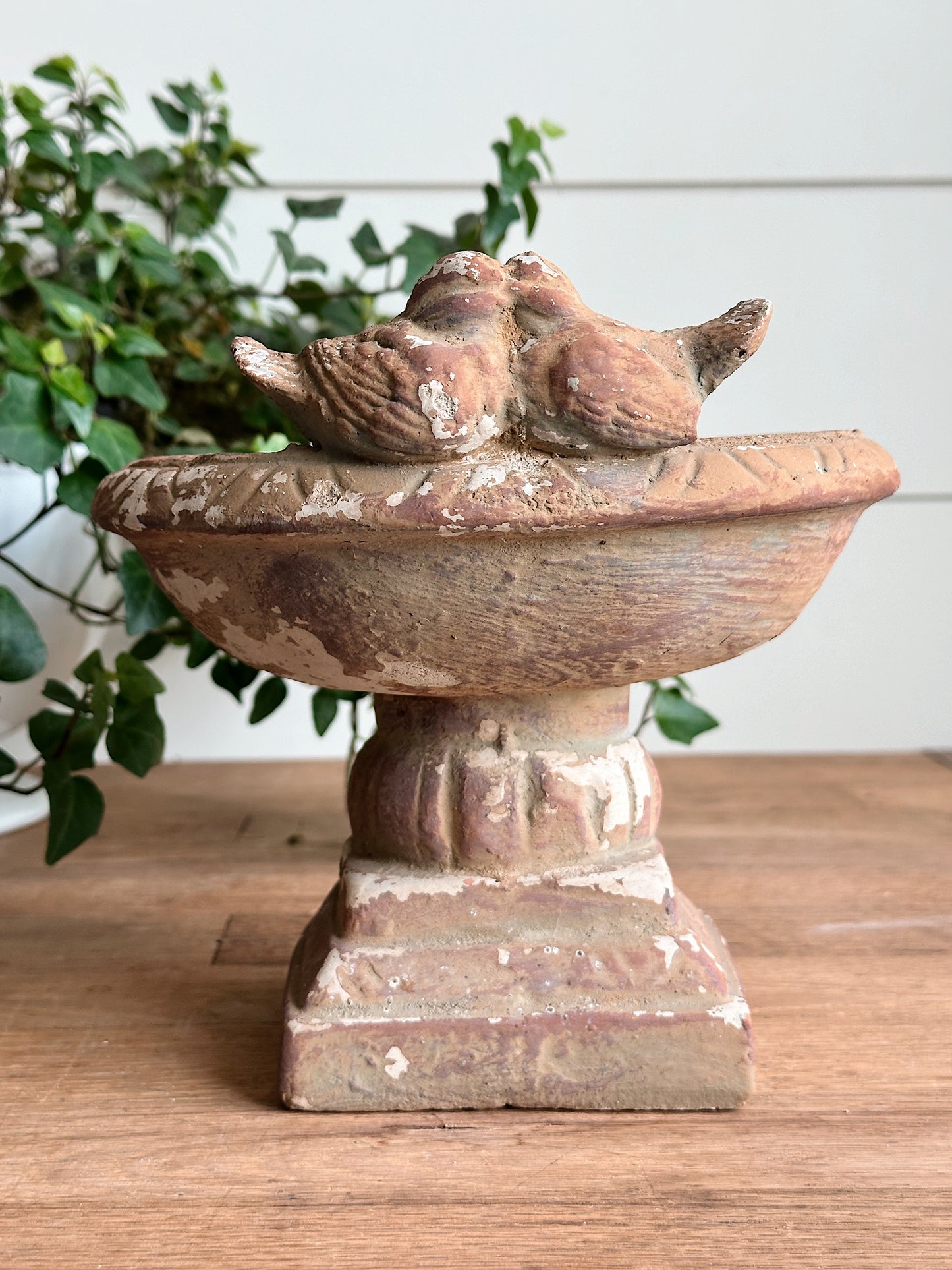 Found Petite Weathered Concrete Birdbath
