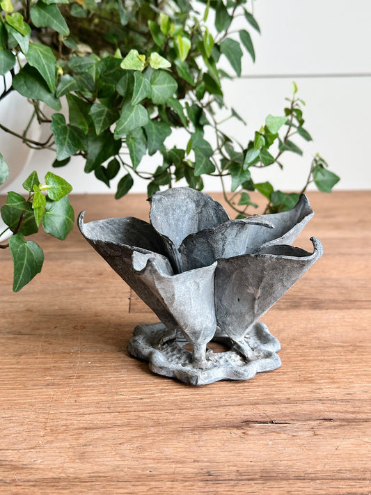 Rare Antique Lead Flower Shaped Flower Frog