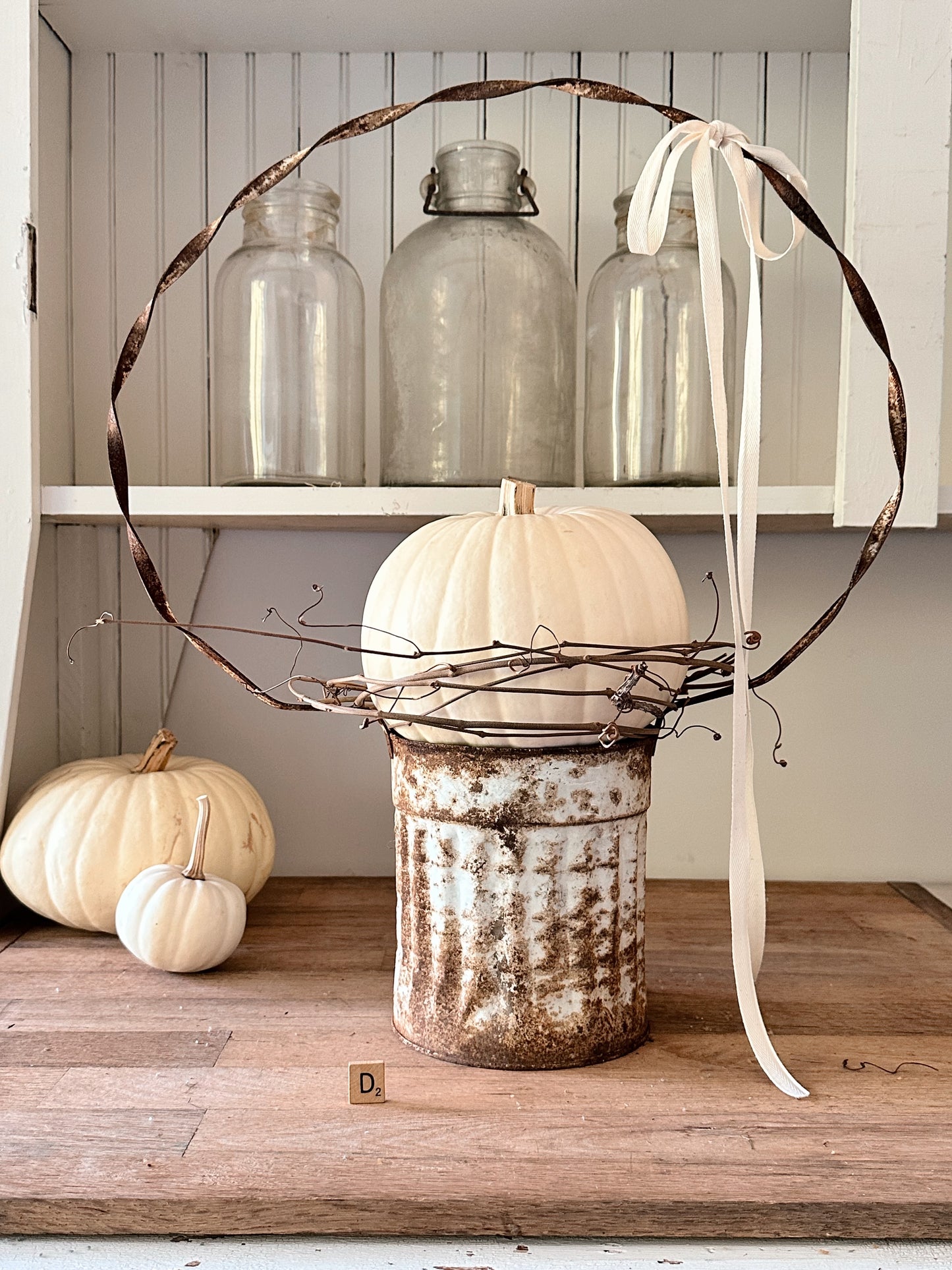 Vintage Tin Cemetery Basket