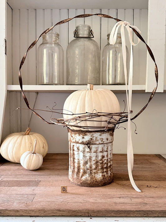 Vintage Tin Cemetery Basket