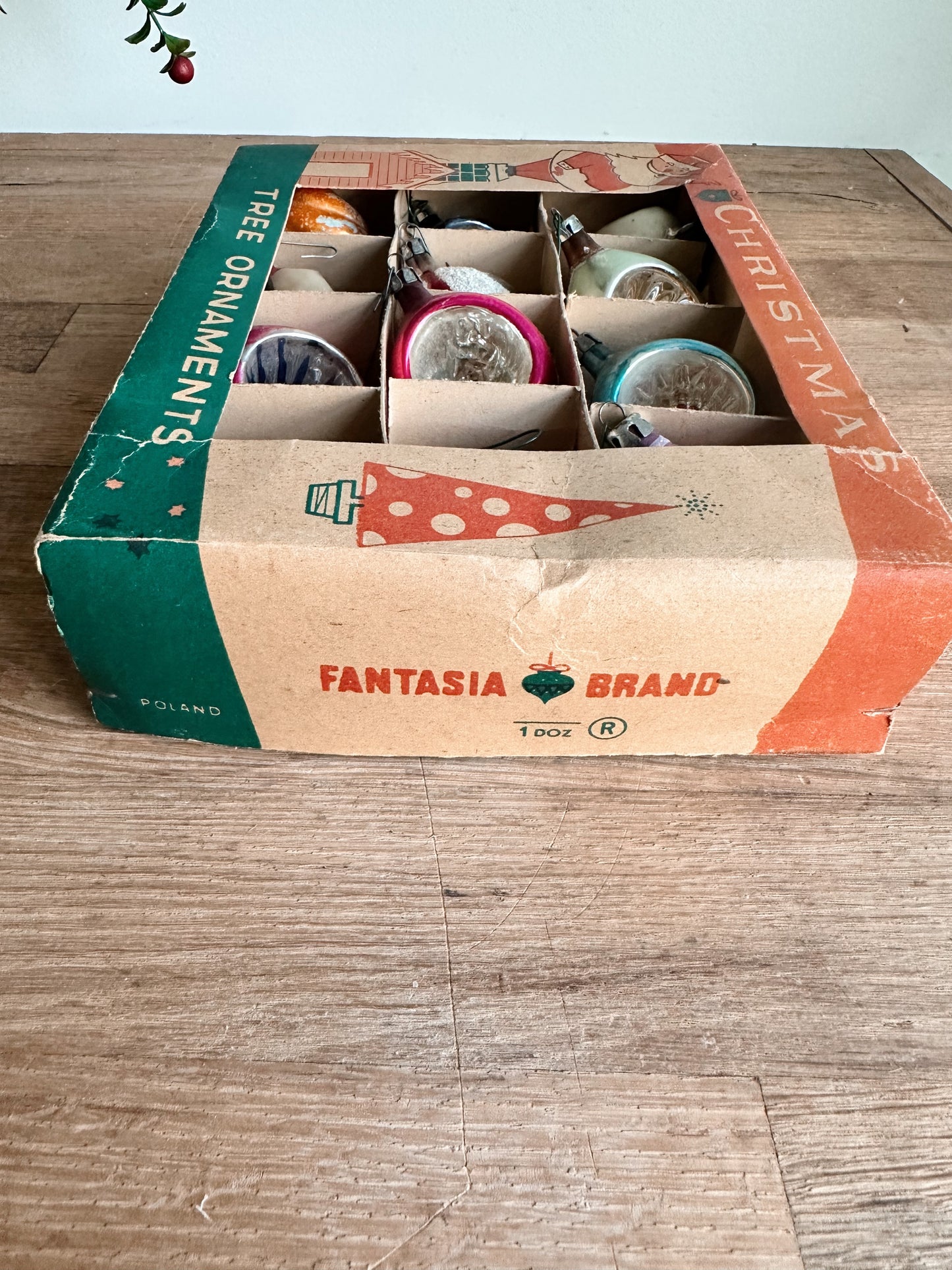 Box of Vintage Polish Fantasia Glass Ornaments