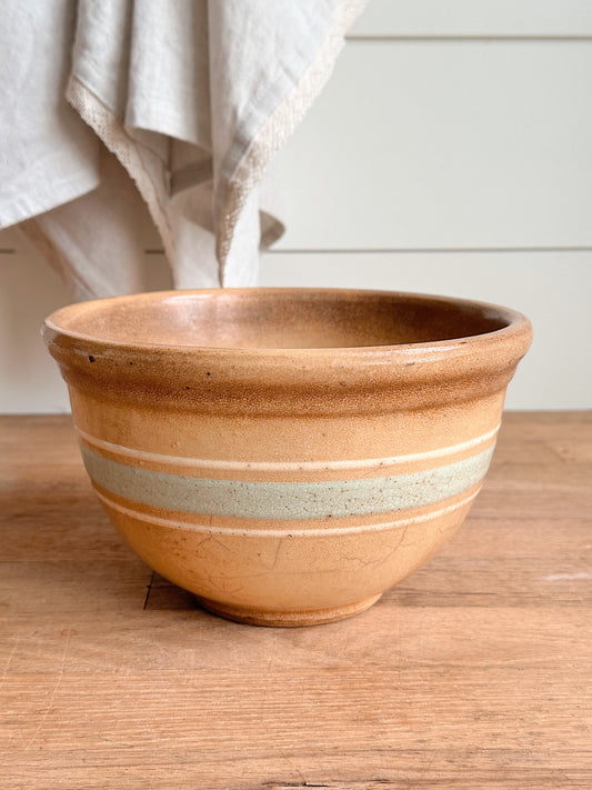Vintage Robin’s Egg Blue Banded Stoneware Bowl