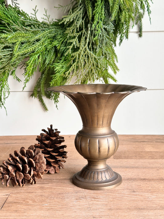 Vintage Fluted Brass Vase