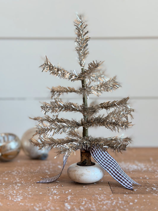 Vintage White Porcelain Knob Tinsel Tree