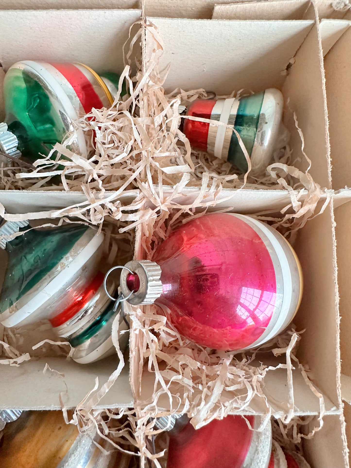 Box of Vintage Glass Ornaments (10 are shiny brites)