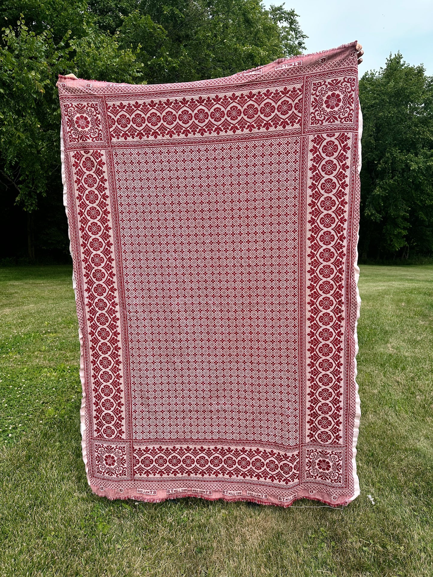 Vintage  Woven Jacquard Coverlet/Fabric