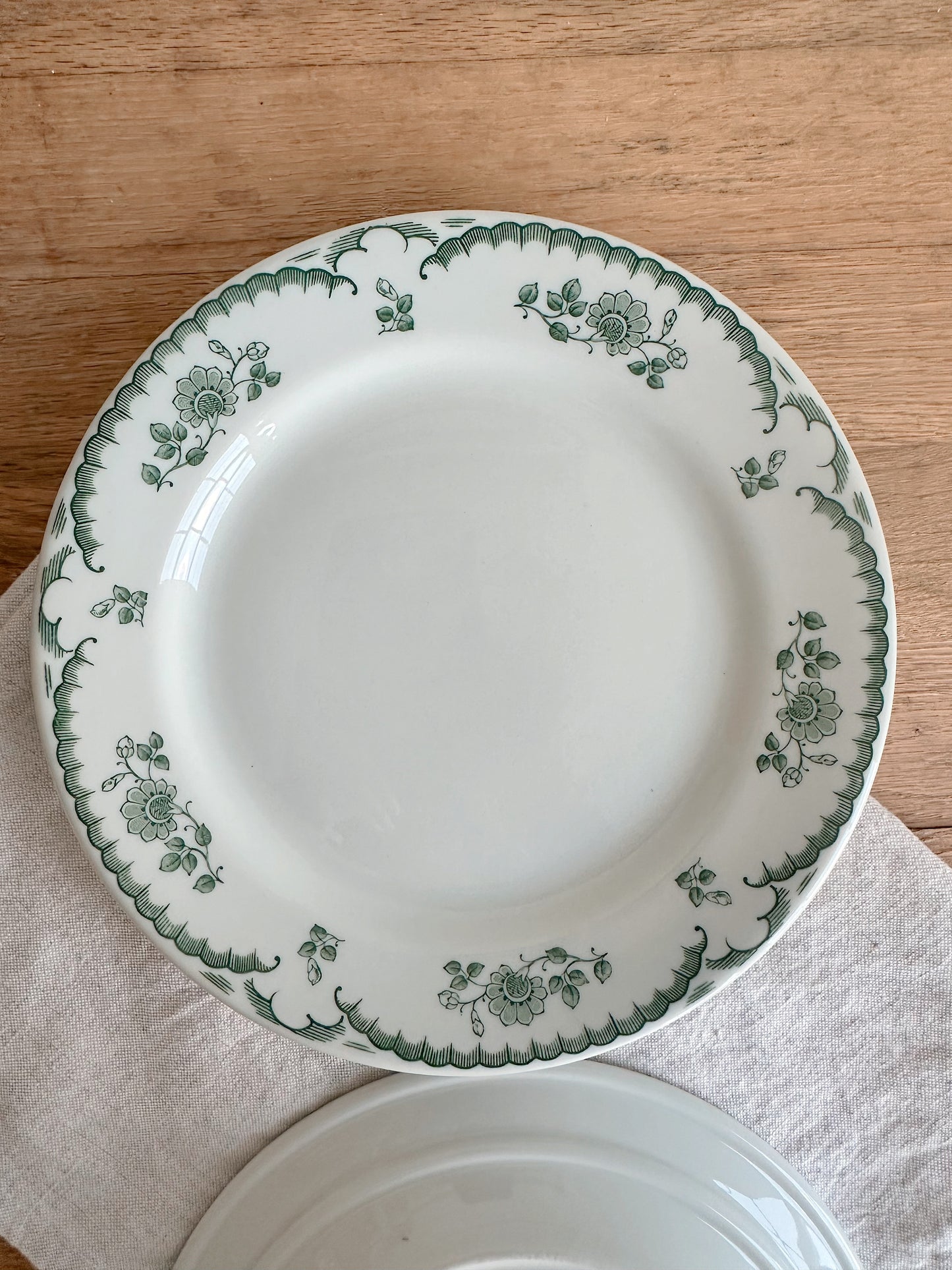Pair of Vintage Shenago China Restaurant Ware Plates, Chardon Rose Pattern