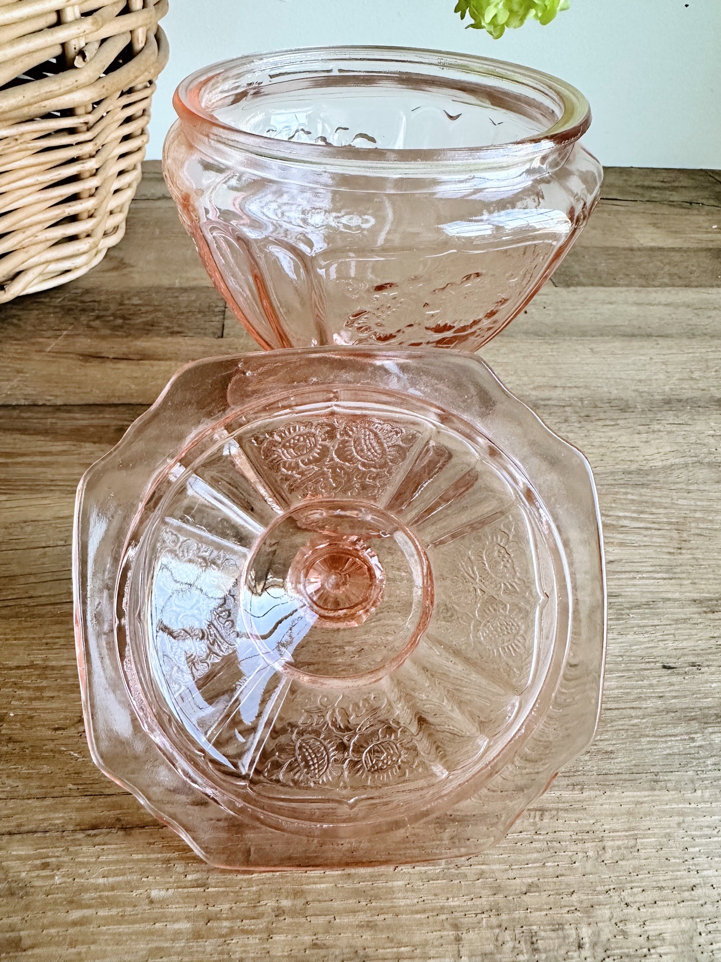 Vintage Anchor Hocking Mayfair Pink Depression Glass Candy Dish