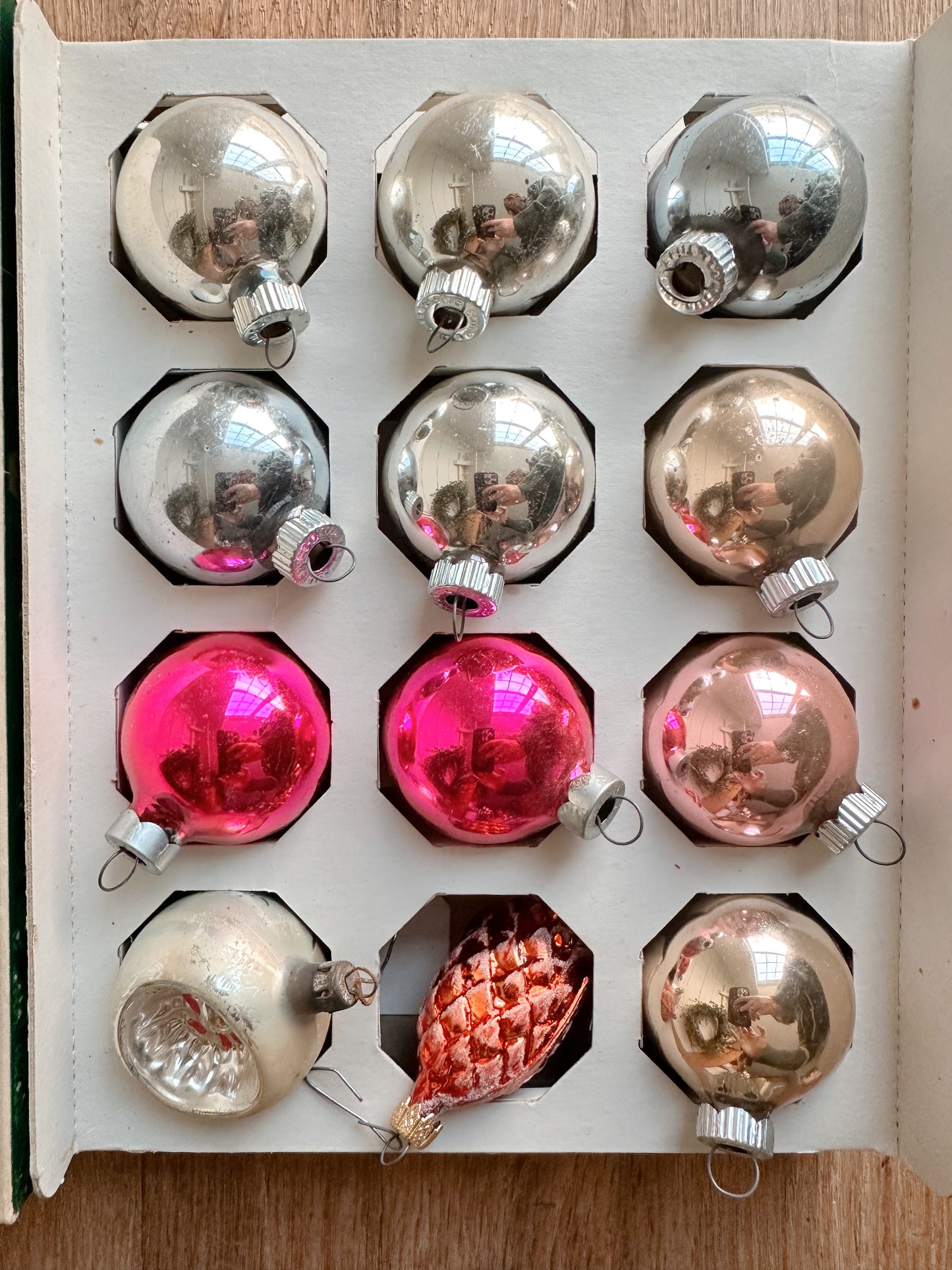 Box of Vintage Shiny Brites (3 unmarked)