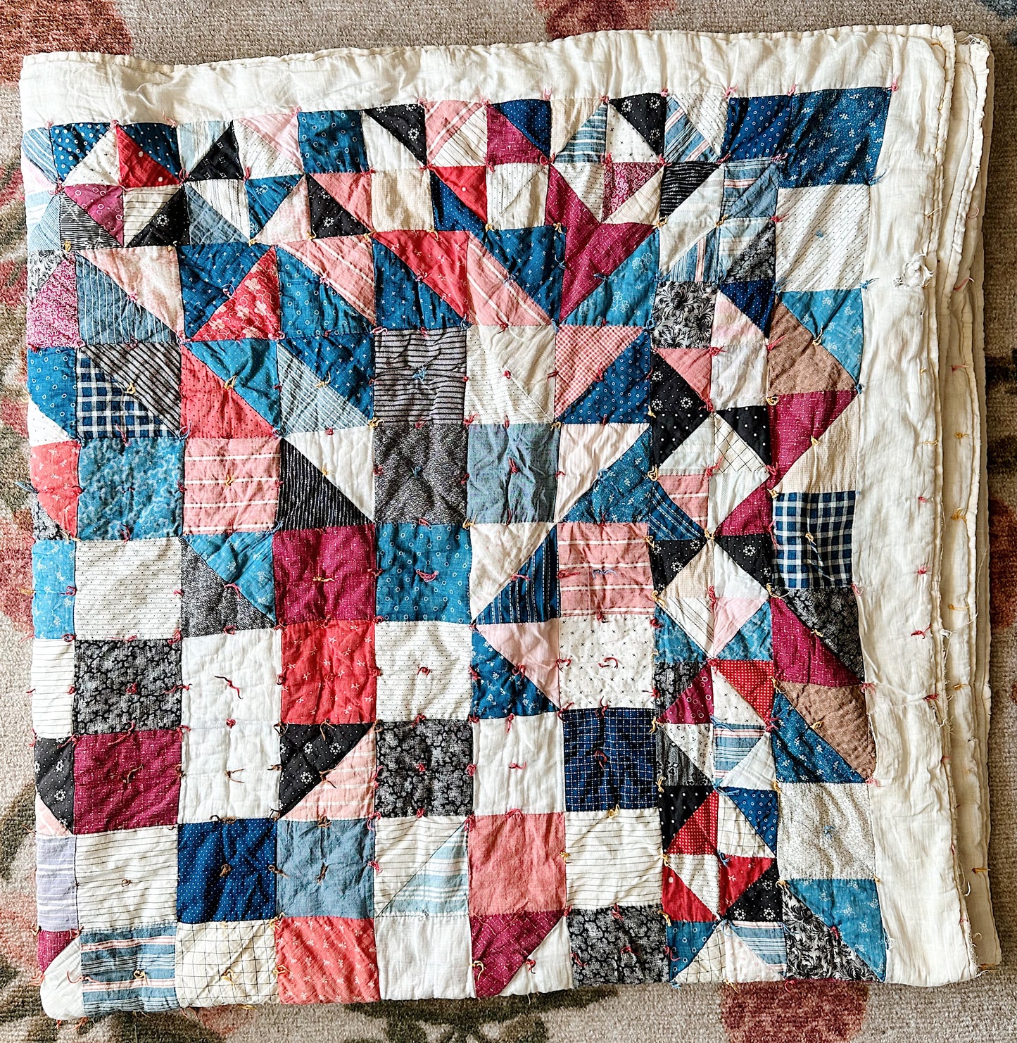 Vintage Handtied Patchwork Quilt