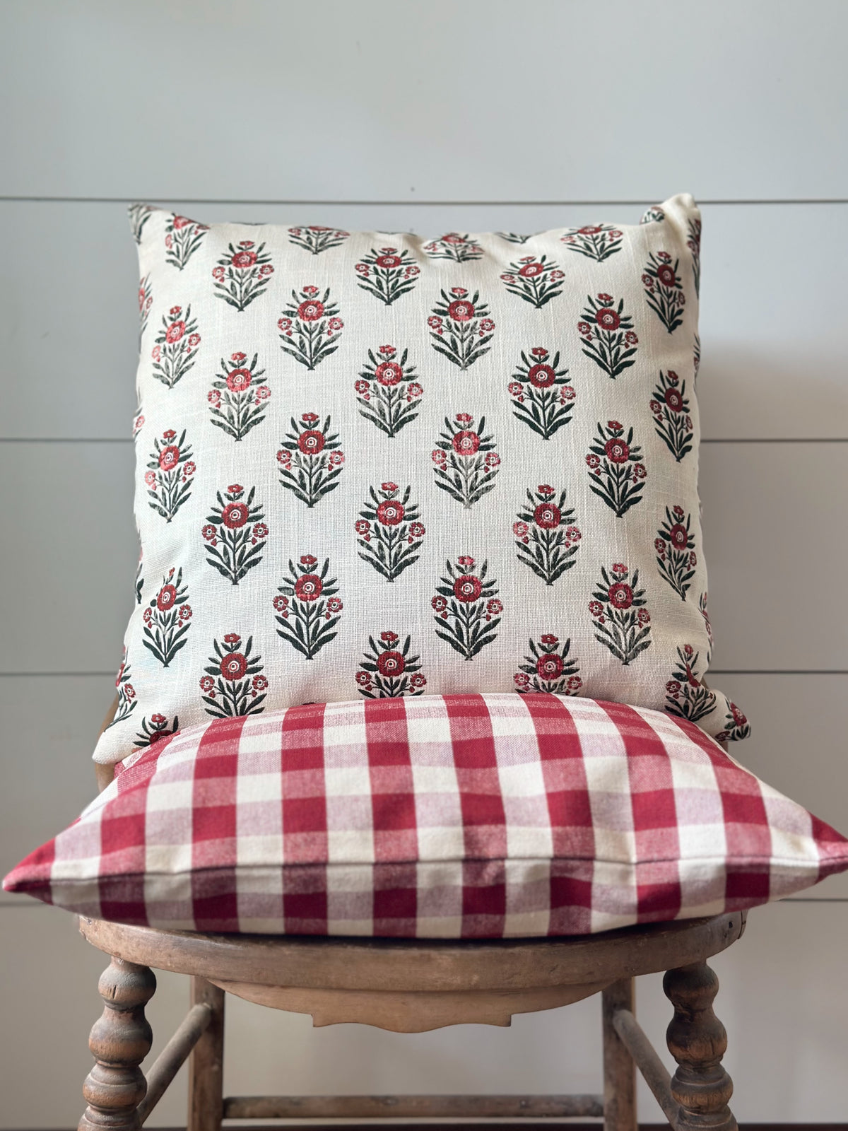 Red & Off White Gingham Pillow