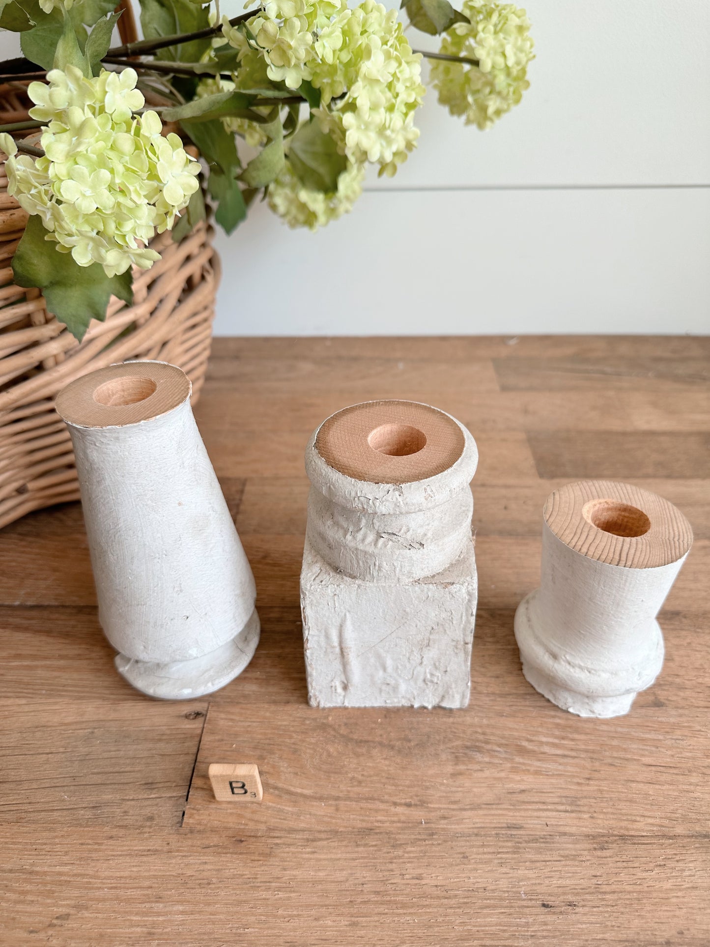 Trio of Chippy Spindle Candle Holders