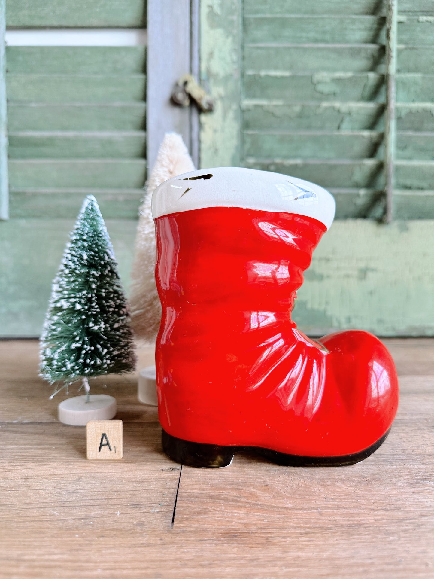 Vintage Lefton Santa Boot Planter