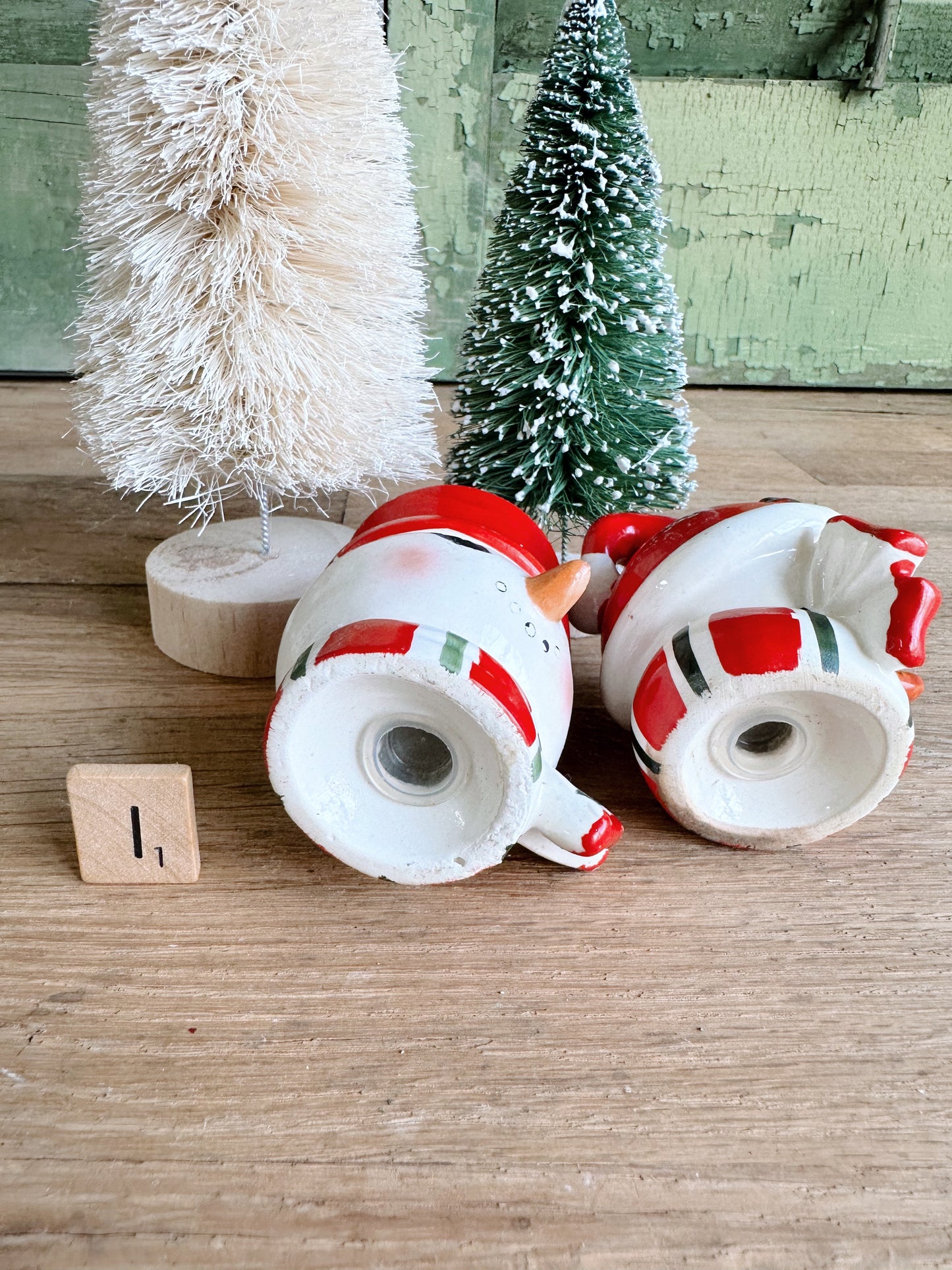 Vintage Snowmen Salt and Pepper Shakers