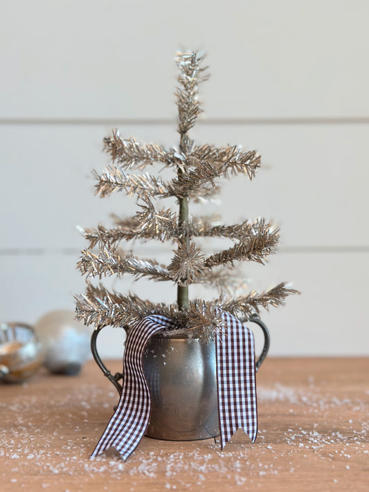 Vintage Pewter Sugar Pot Tinsel Tree