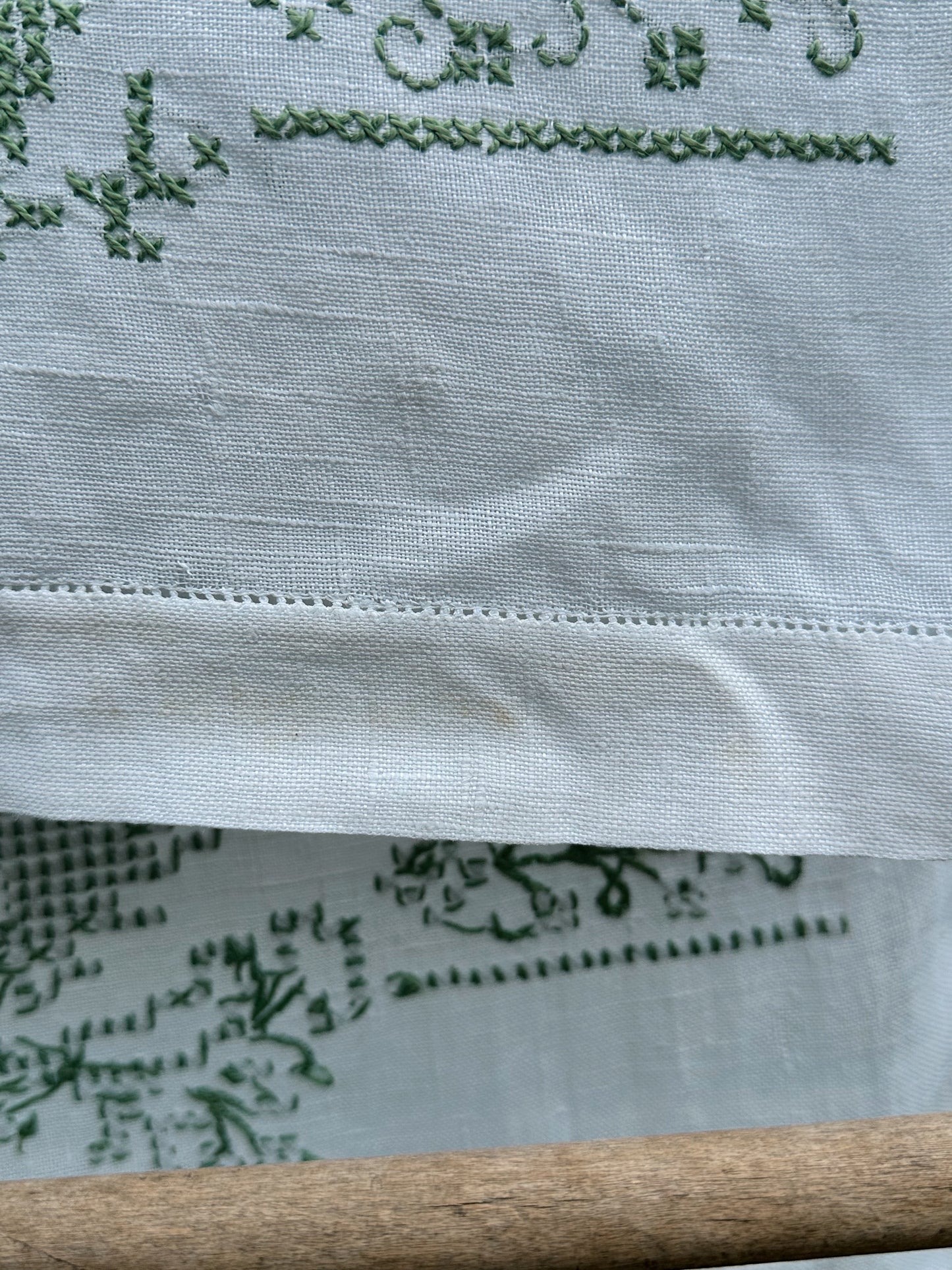 Vintage Cross Stitched Swan Table Runner