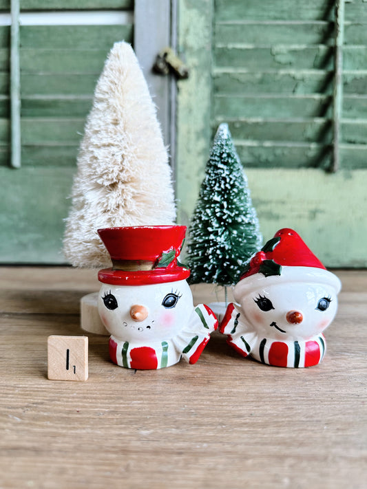 Vintage Snowmen Salt and Pepper Shakers