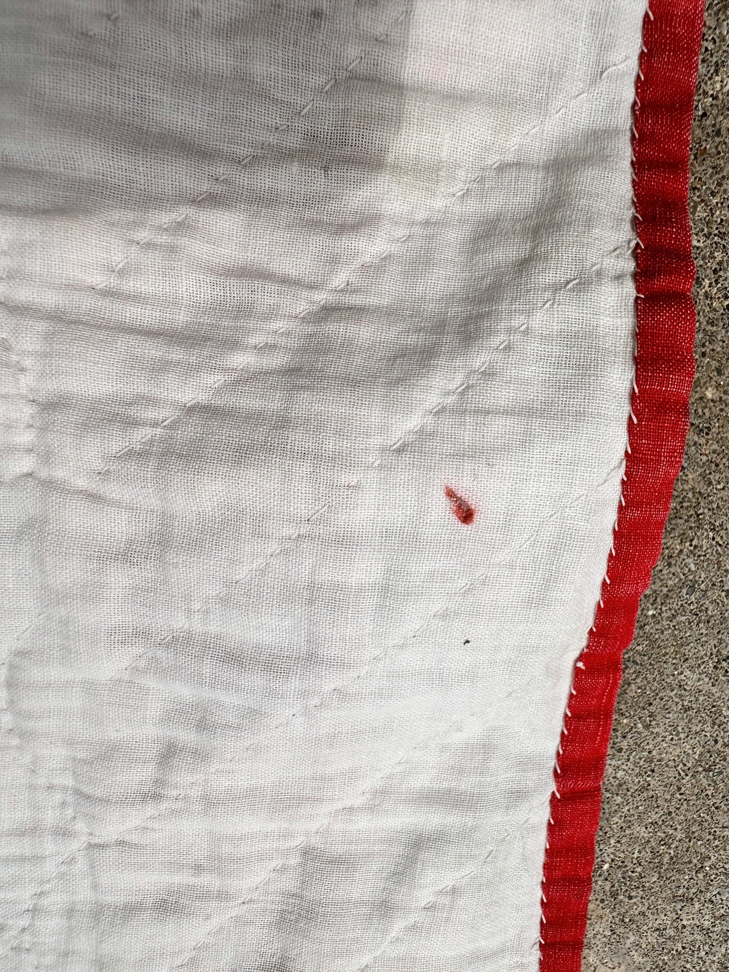 Vintage Red & White Ohio Star Lap Quilt