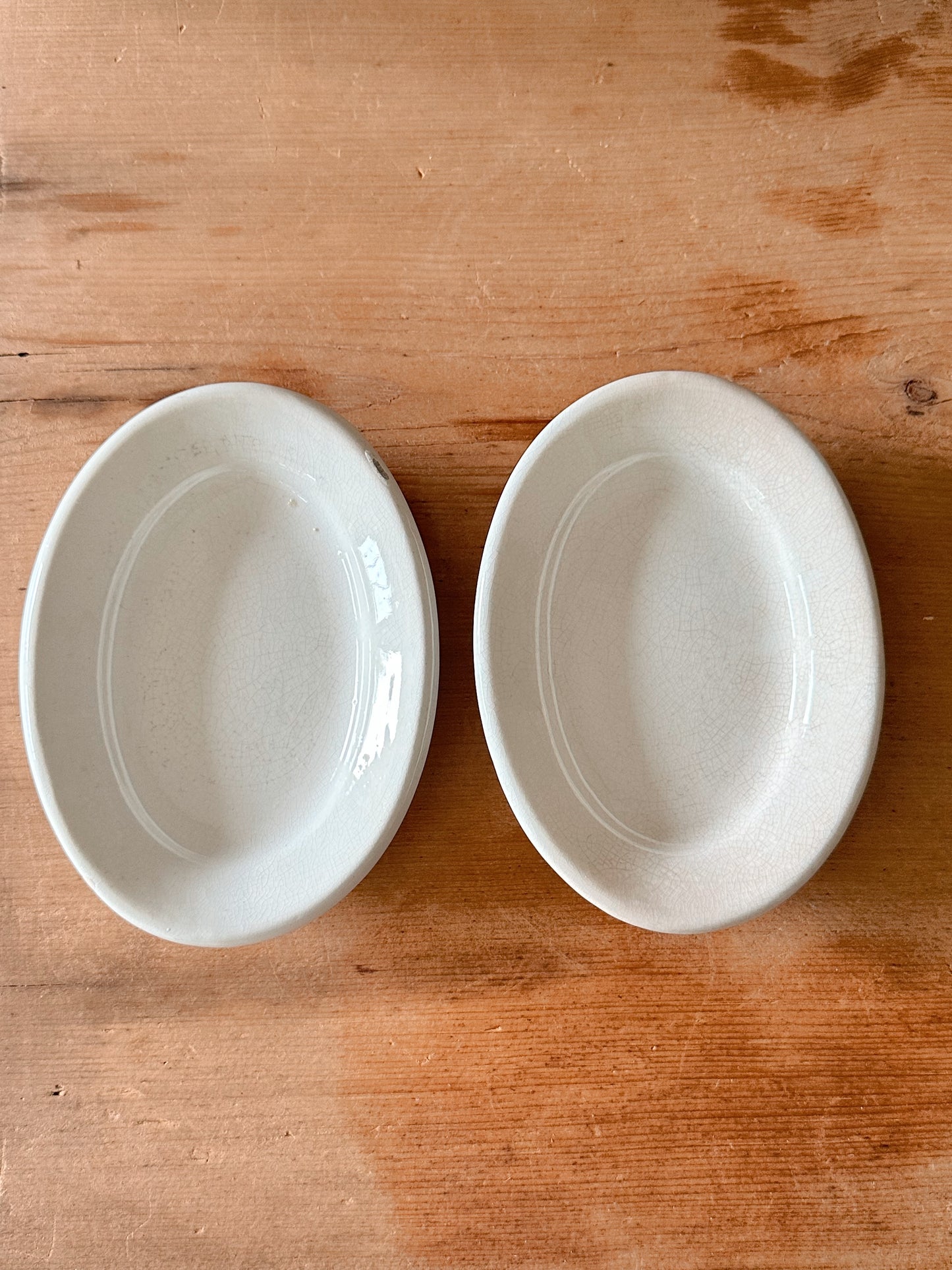 Stack of Four Chunky Ironstone Oval Plates