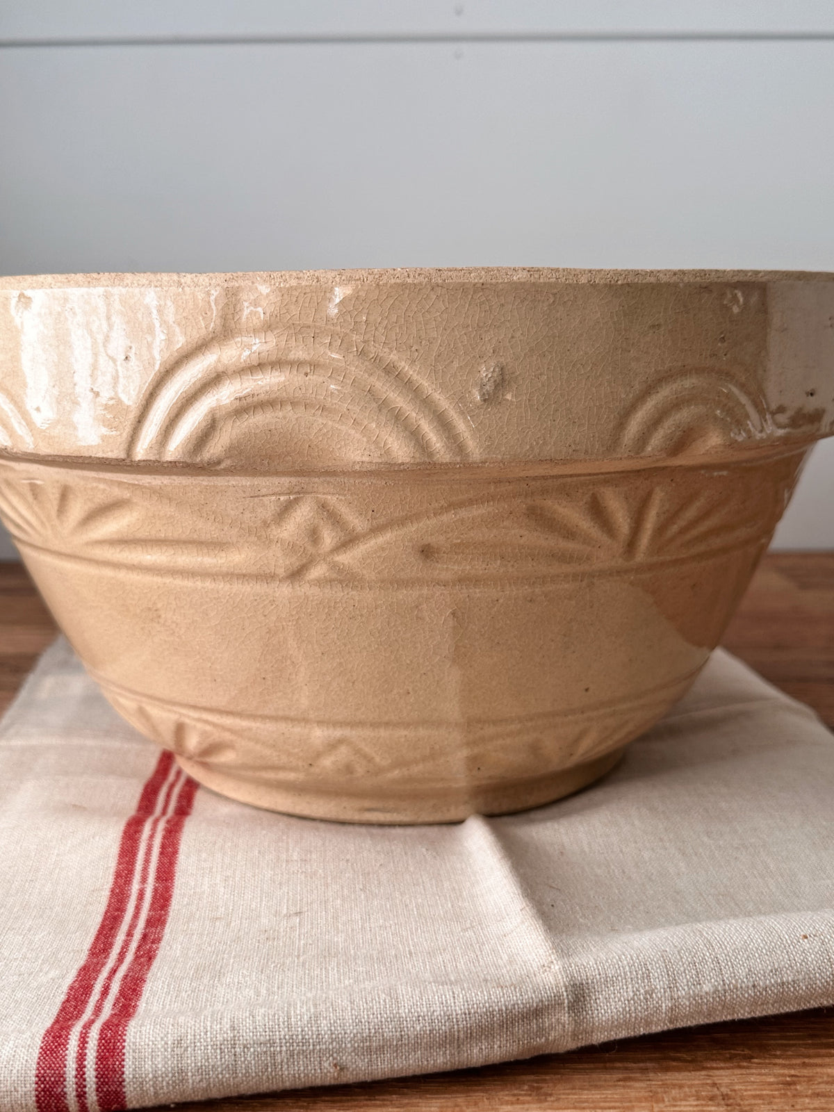 12.5” Vintage Robinson Ransbottom Stoneware Mixing Bowl