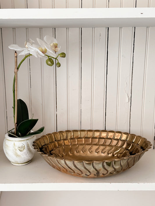 Set of Three Vintage Brass Nesting Bowls