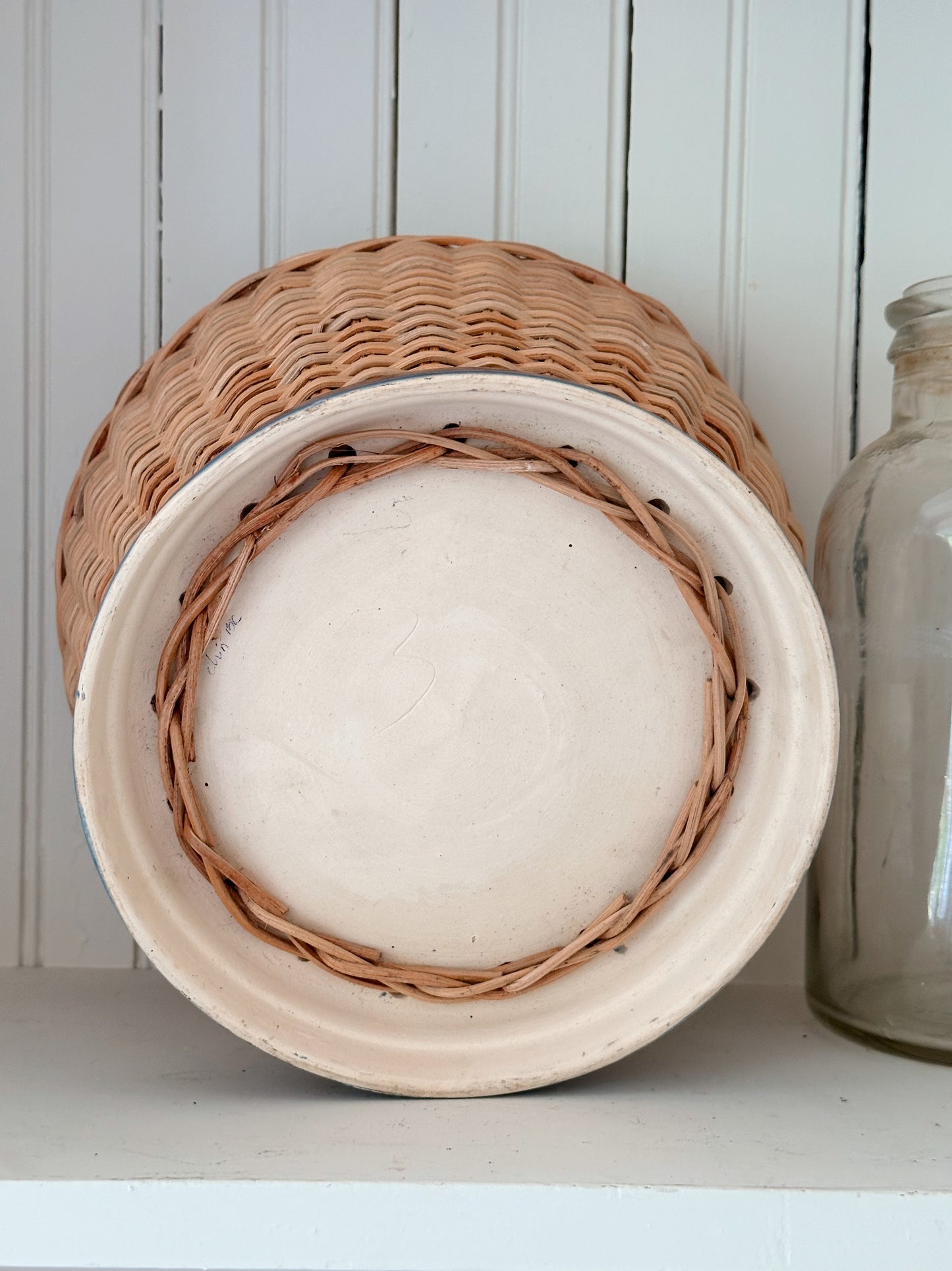 Vintage Basket with Ceramic Base