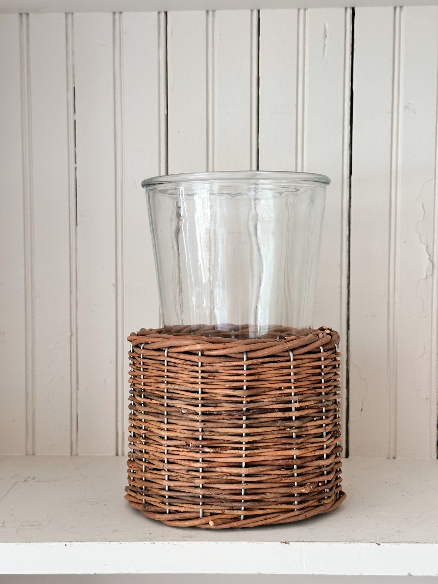 Wicker & Glass Vase (large)