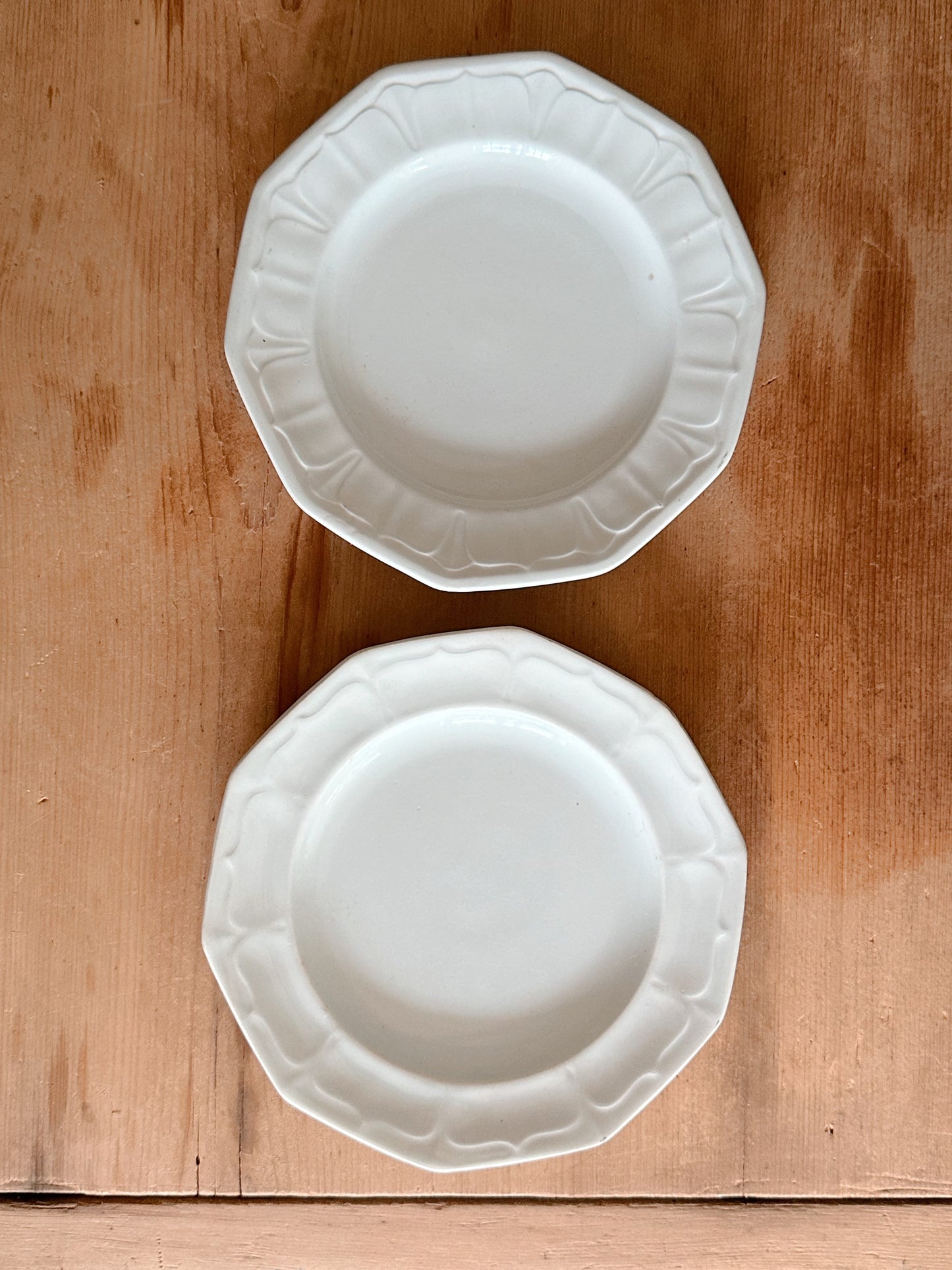 Stack of Five Ironstone Dessert Plates