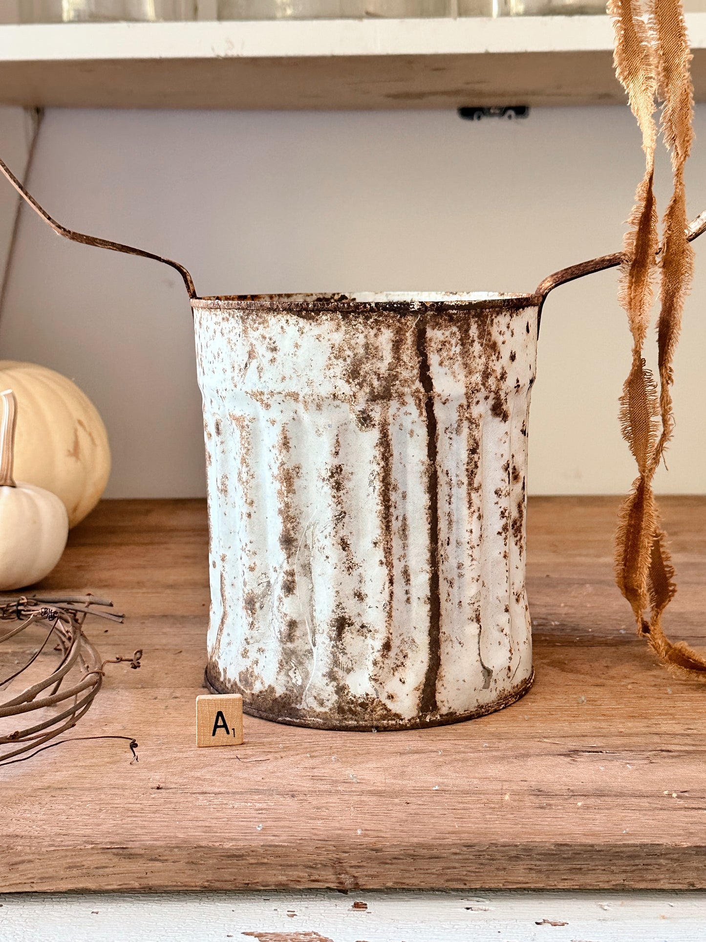 Vintage Tin Cemetery Basket